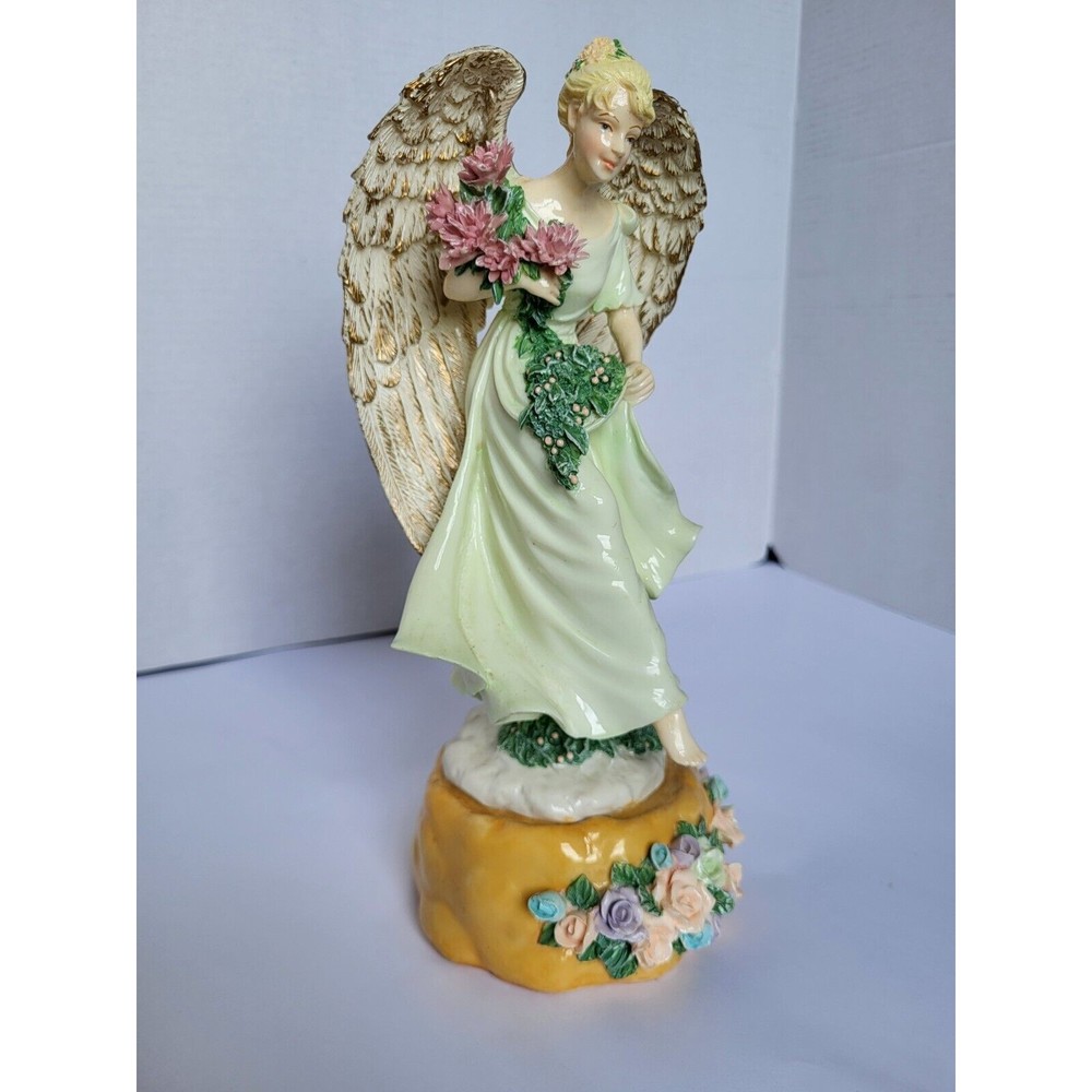 Vintage Dillards Christmas Angel Flowers Hand Painted 'The First Noel' Figurine